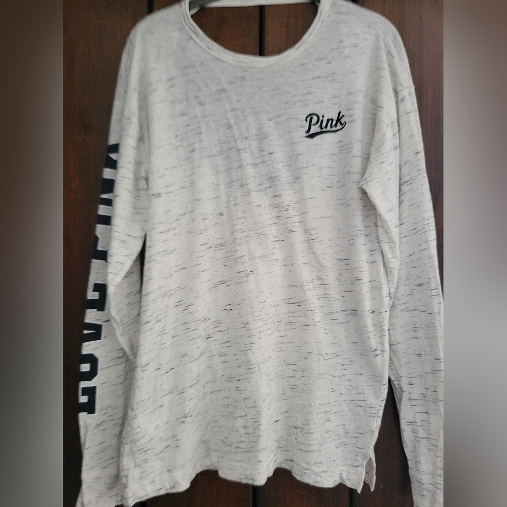 EUC VS Pink Long Sleeve Open Back Long Sleeve T-Shirt-XS